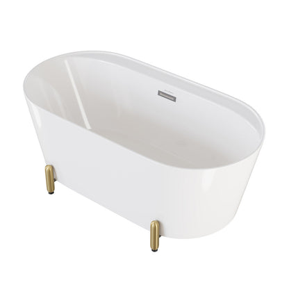 Swiss Madison Monaco 59" Freestanding Bathtub with Brushed Gold Stand