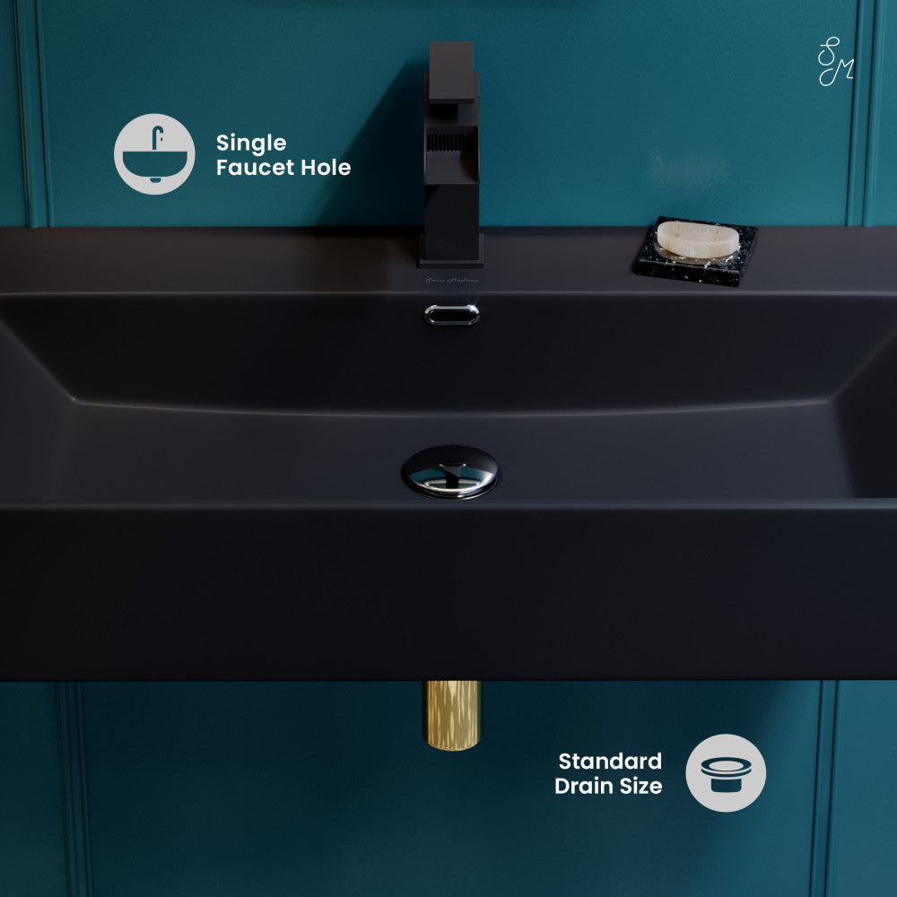 Swiss Madison Claire 30" Rectangle Wall-Mount Bathroom Sink in Matte Black