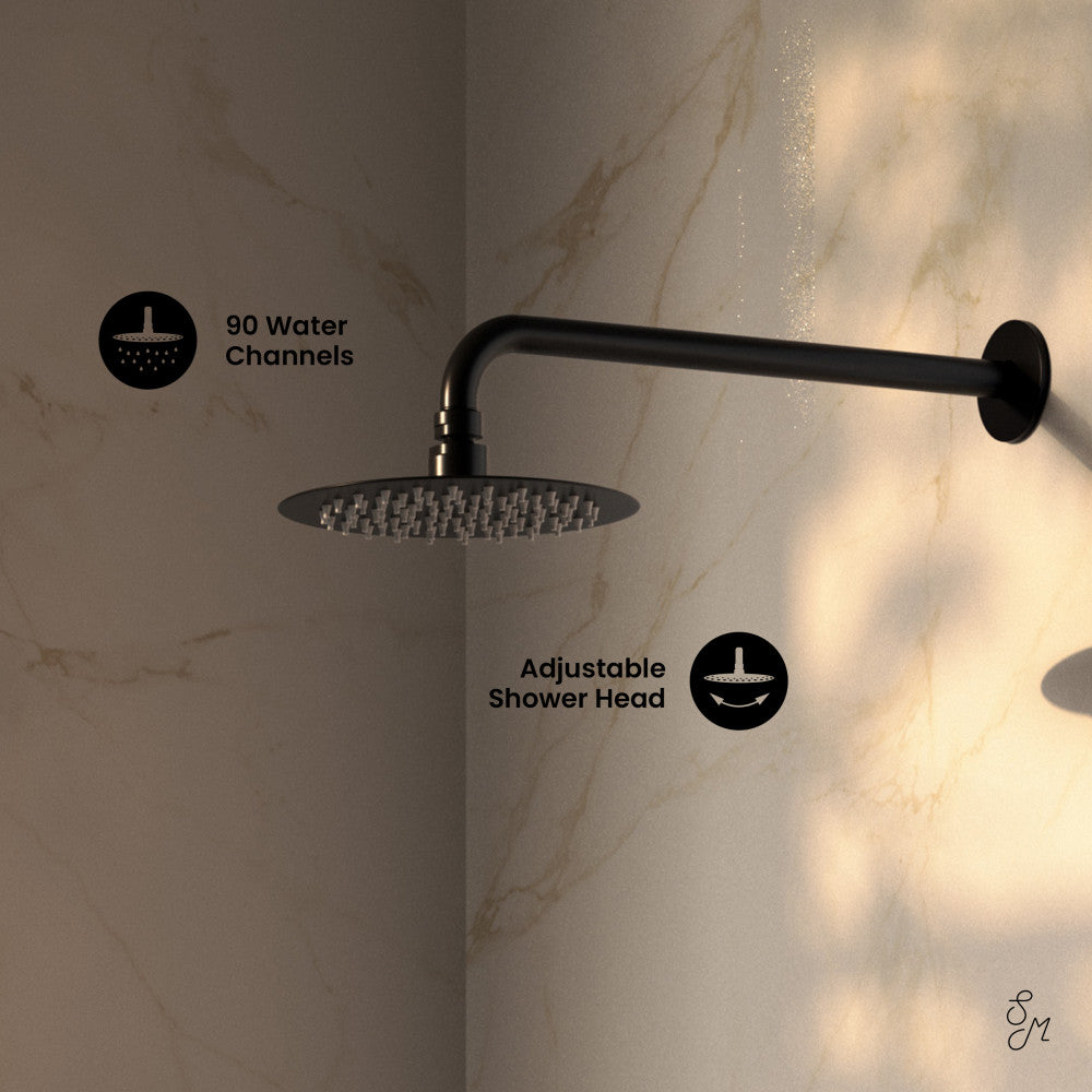 Swiss Madison Ivy 1.8 GPM Wall Mount Fixed Shower Head with Hand Sprayer and Tub Filler in Matte Black, Valve Included