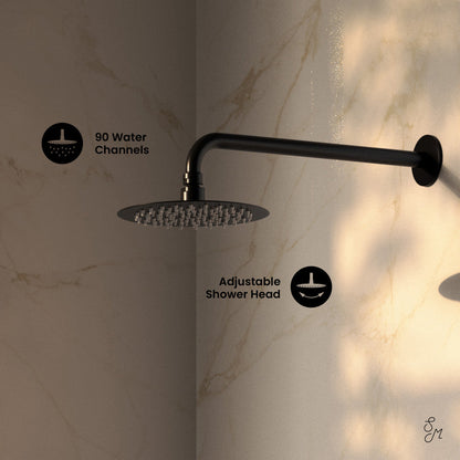 Swiss Madison Ivy 1.8 GPM Wall Mount Fixed Shower Head with Hand Sprayer and Tub Filler in Matte Black, Valve Included