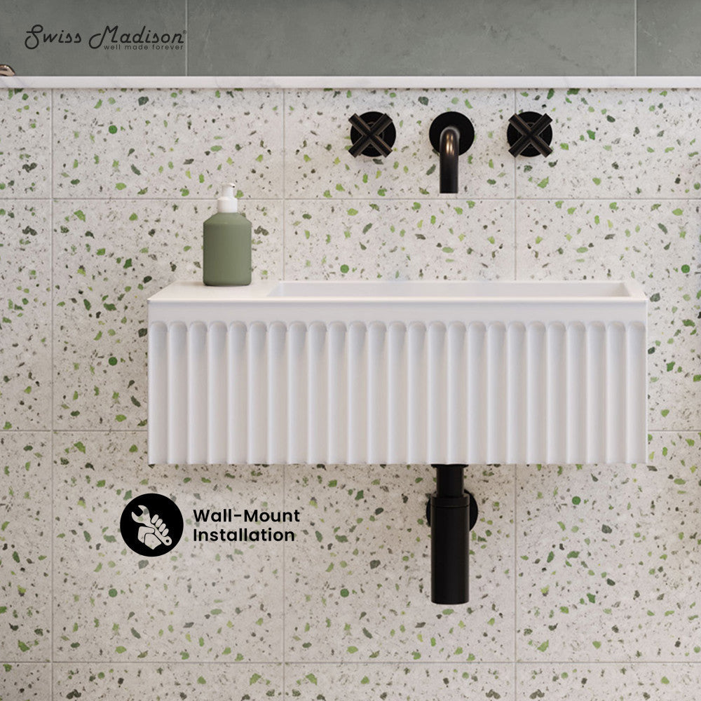 Swiss Madison Delice 24" Rectangle Wall-Mount Bathroom Sink in Matte White
