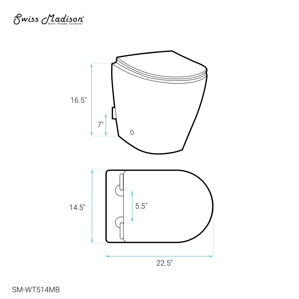 Swiss Madison St. Tropez Back-to-Wall Elongated Toilet Bowl