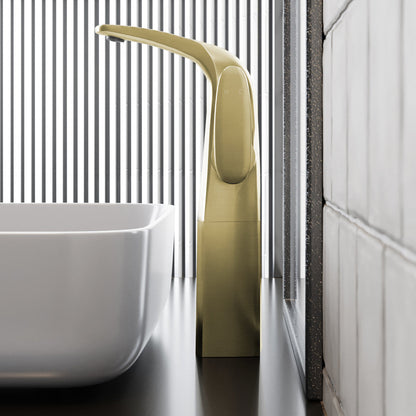 Swiss Madison Chateau Single Hole, Single-Handle, High Arc Bathroom Faucet in Brushed Gold