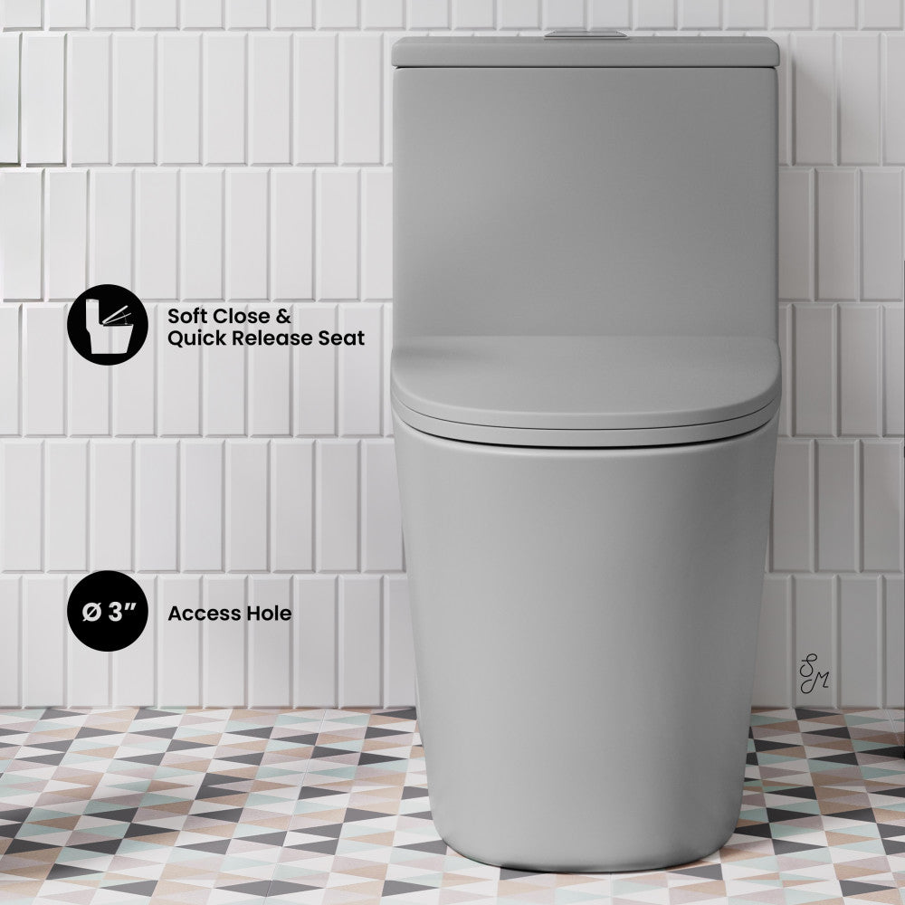 Swiss Madison Dreux One Piece Elongated Dual Flush Toilet in Matte Grey 0.95/1.26 GPF