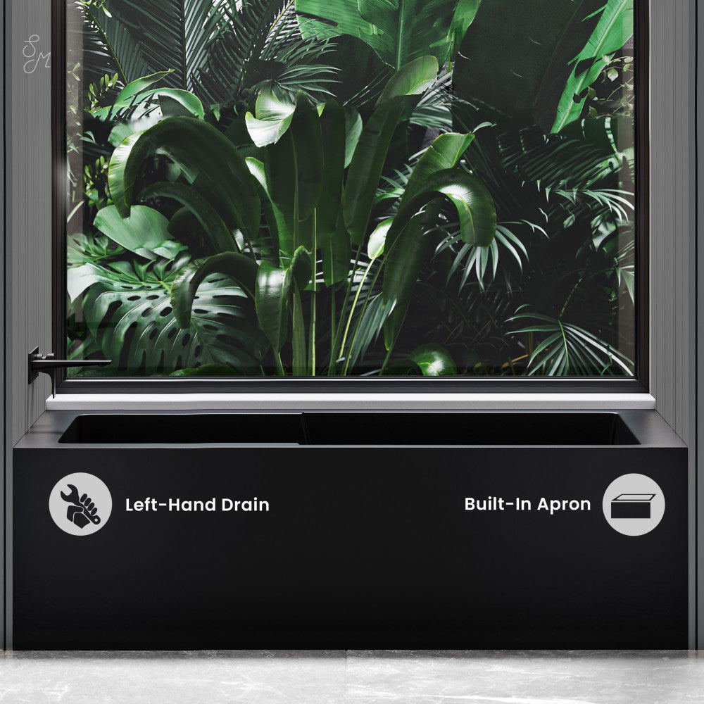 Swiss Madison Voltaire 60" x 32" Left-Hand Drain Alcove Bathtub with Apron in Matte Black