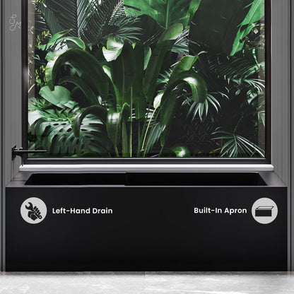 Swiss Madison Voltaire 60" x 32" Left-Hand Drain Alcove Bathtub with Apron in Matte Black