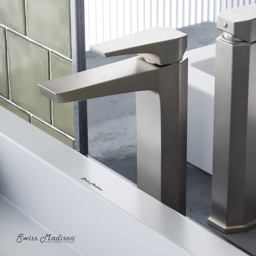 Swiss Madison Voltaire Single Hole, Single-Handle, High Arc Bathroom Faucet in Brushed Nickel