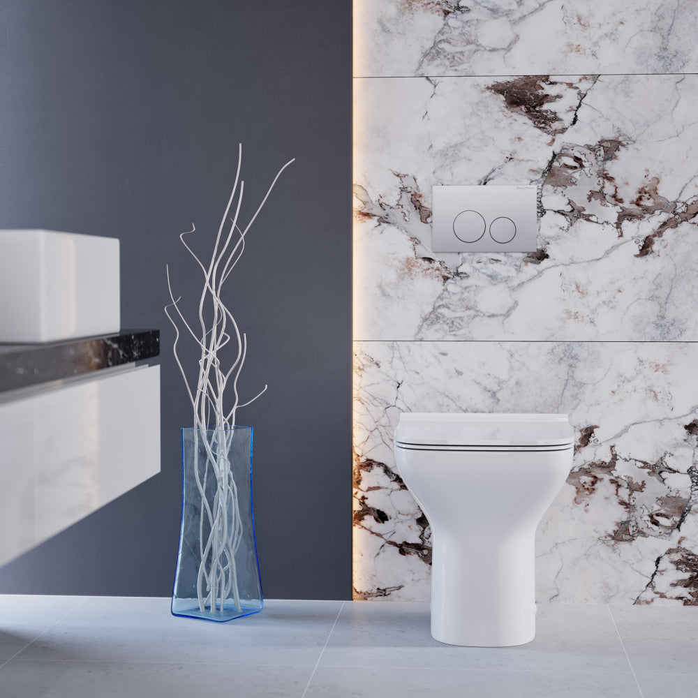 Swiss Madison Carre Back to Wall Toilet Bowl Bundle in Glossy White