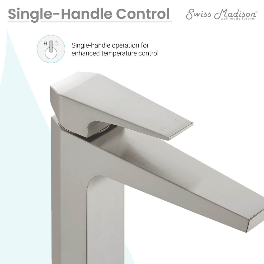 Swiss Madison Voltaire Single Hole, Single-Handle, High Arc Bathroom Faucet in Brushed Nickel