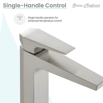 Swiss Madison Voltaire Single Hole, Single-Handle, High Arc Bathroom Faucet in Brushed Nickel