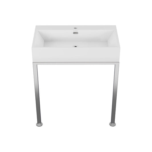 Swiss Madison Concorde 30" Rectangle Console Sink with Matte Silver Legs