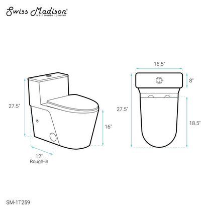 Swiss Madison Arles One-Piece Elongated Toilet Vortex Dual-Flush 0.8/1.18 gpf