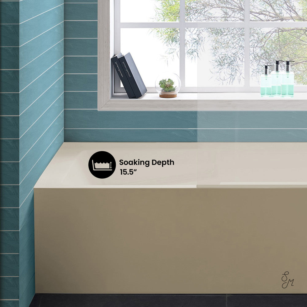 Swiss Madison Voltaire 54" x 30" Right-Hand Drain Alcove Bathtub with Apron in Bisque