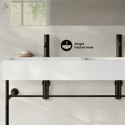 Swiss Madison Claire 48" Double Basin Console Sink with Matte Black Legs