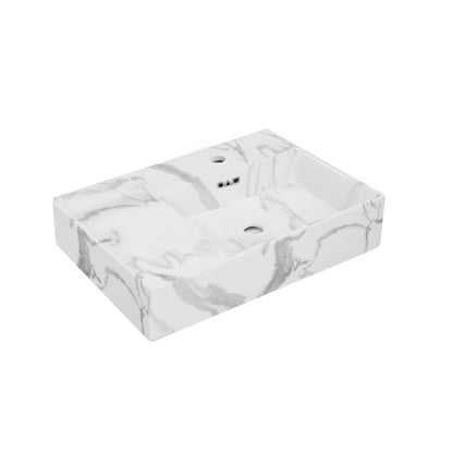 Swiss Madison St. Tropez 24" Right Side Faucet Wall-Mount Bathroom Sink in White Marble