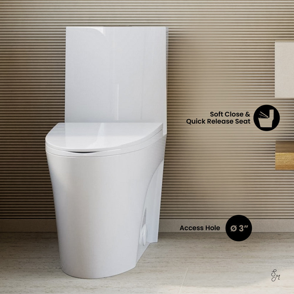 Swiss Madison St. Tropez One-Piece 14" Rough-in 1.1/1.6 GPF Dual Top Flush Elongated Toilet in Glossy White