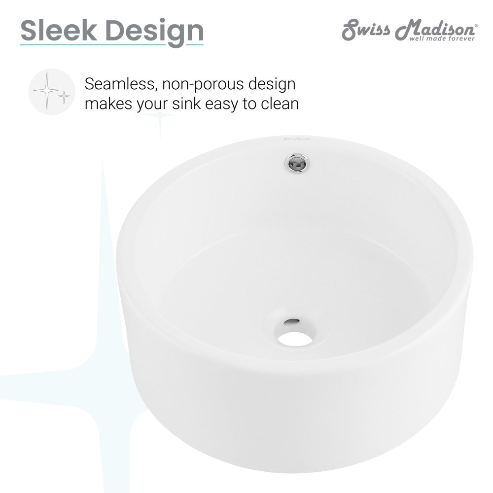 Swiss Madison Monaco 16.5” Round Vessel Sink in Matte White