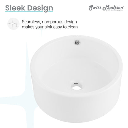 Swiss Madison Monaco 16.5” Round Vessel Sink in Matte White