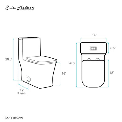 Swiss Madison Concorde One Piece Square Toilet Dual Flush 1.1/1.6 gpf in Matte White