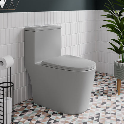 Swiss Madison Dreux One Piece Elongated Dual Flush Toilet in Matte Grey 0.95/1.26 GPF
