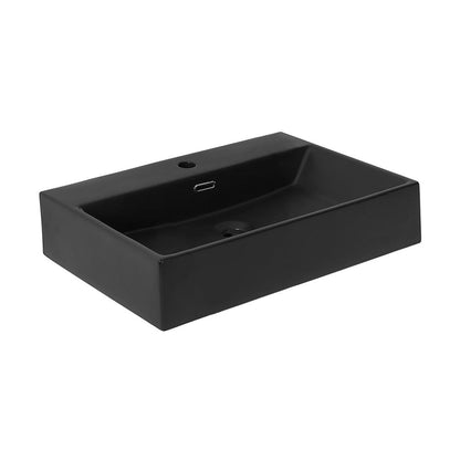 Swiss Madison Claire 24" Rectangle Wall-Mount Bathroom Sink in Matte Black