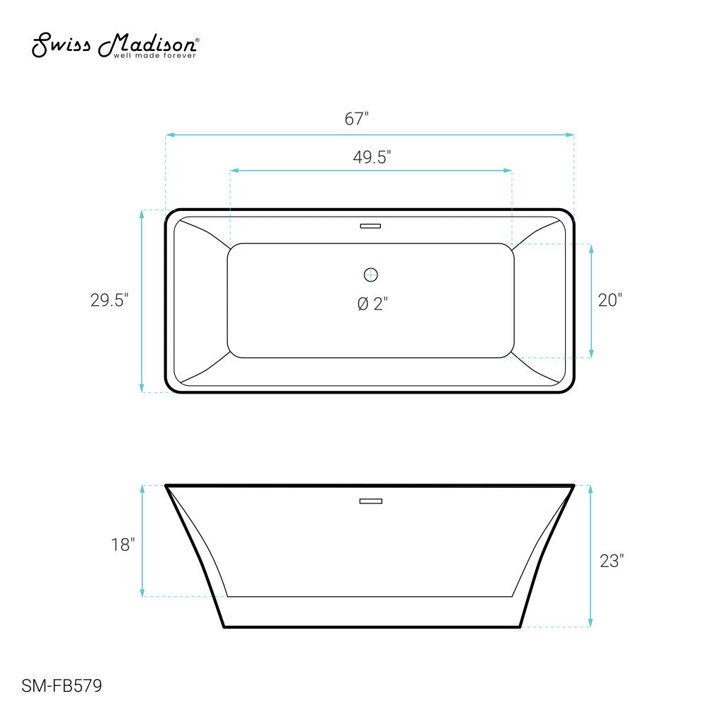 Swiss Madison St. Tropez 67" Freestanding Bathtub