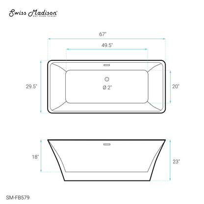 Swiss Madison St. Tropez 67" Freestanding Bathtub