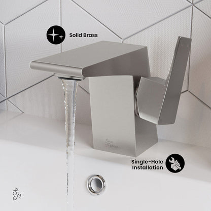 Swiss Madison Carre Single Hole, Single-Handle, Bathroom Faucet in Brushed Nickel