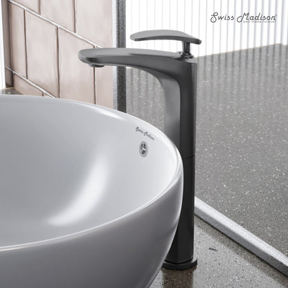 Swiss Madison Sublime Single Hole, Single-Handle, High Arc Bathroom Faucet in Gunmetal Grey