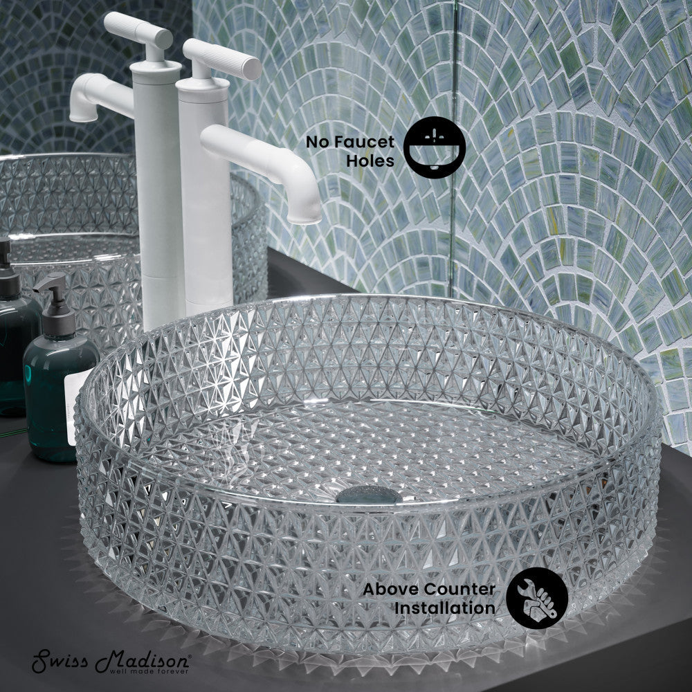 Swiss Madison Cache 15.75" Round Glass Vessel Sink
