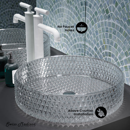 Swiss Madison Cache 15.75" Round Glass Vessel Sink