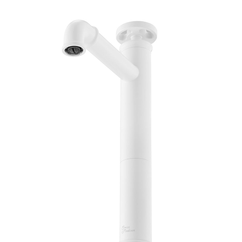 Swiss Madison Avallon Single Hole, Single-Handle Wheel, High Arc Bathroom Faucet in Matte White