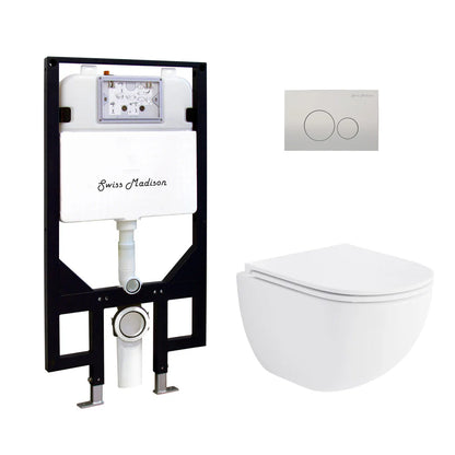 Swiss Madison Swiss Madison Well Made Forever SM-WK449-01W - St. Tropez Wall Hung Toilet Bundle, Glossy White