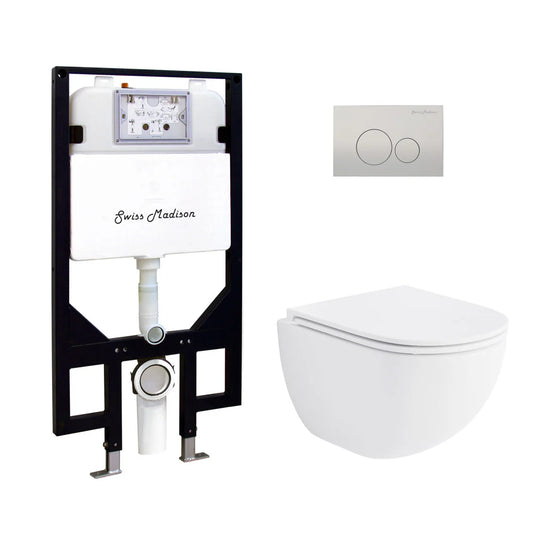 Swiss Madison Swiss Madison Well Made Forever SM-WK449-01W - St. Tropez Wall Hung Toilet Bundle, Glossy White