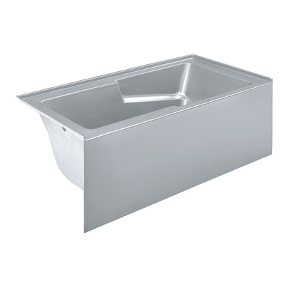 Swiss Madison Voltaire 60" x 32" Left-Hand Drain Alcove Bathtub with Apron and Armrest in Matte Grey