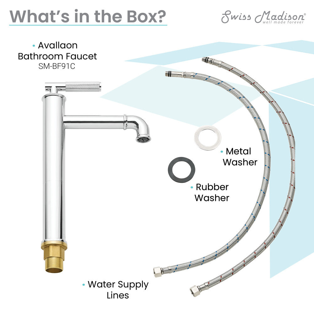 Swiss Madison Avallon Single Hole, Single-Handle Sleek, High Arc Bathroom Faucet in Chrome