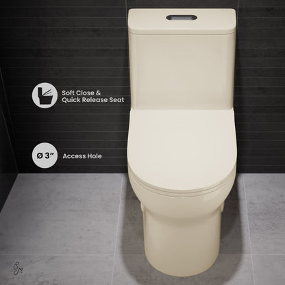 Swiss Madison Burdon One Piece Elongated Toilet Dual Flush 1.1/1.6 gpf in Bisque