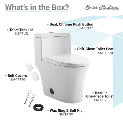 Swiss Madison Bastille One-Piece Elongated Toilet Vortex Dual-Flush 1.1/1.6 gpf