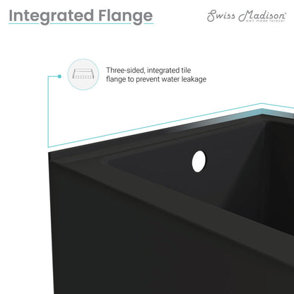 Swiss Madison Voltaire 48" x 32" Left-Hand Drain Alcove Bathtub with Apron in Matte Black