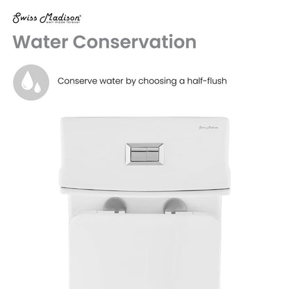 Swiss Madison Concorde One Piece Square Toilet Dual Flush 1.1/1.6 gpf with 10" Rough In
