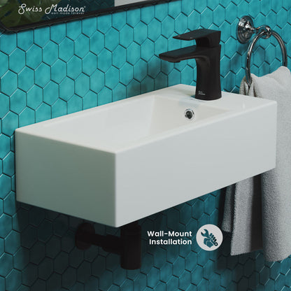 Swiss Madison Voltaire 19.5 x 10 Rectangular Ceramic Wall Hung Sink with Right Side Faucet Mount