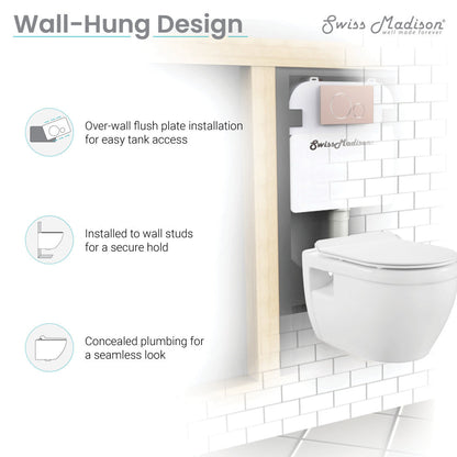 Swiss Madison Swiss Madison Well Made Forever SM-WK450-01C - Ivy Wall Hung Elongated Toilet Bundle, Glossy White