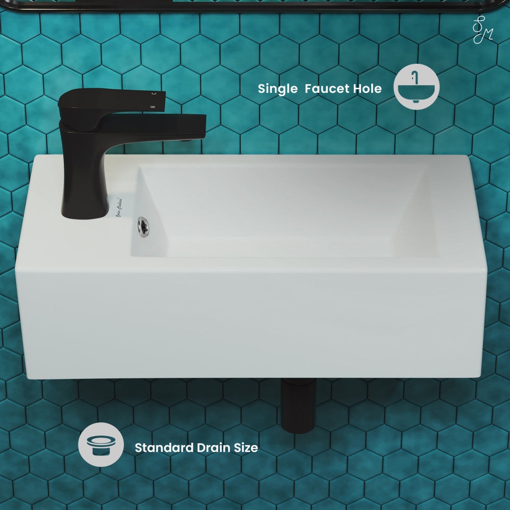 Swiss Madison Voltaire 19.5 x 10 Rectangular Ceramic Wall Hung Sink with Left Side Faucet Mount