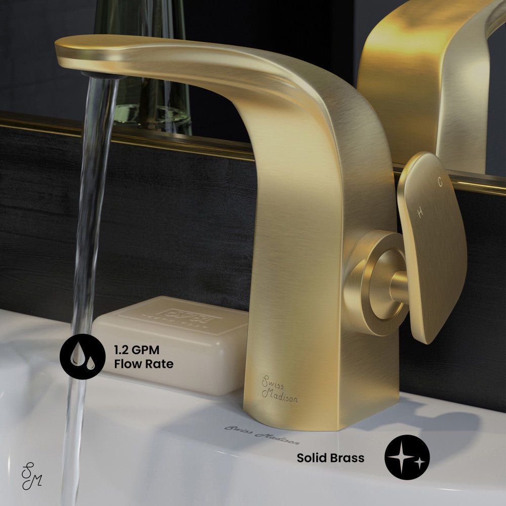 Swiss Madison Chateau Single Hole, Single-Handle, Bathroom Faucet in Brushed Gold