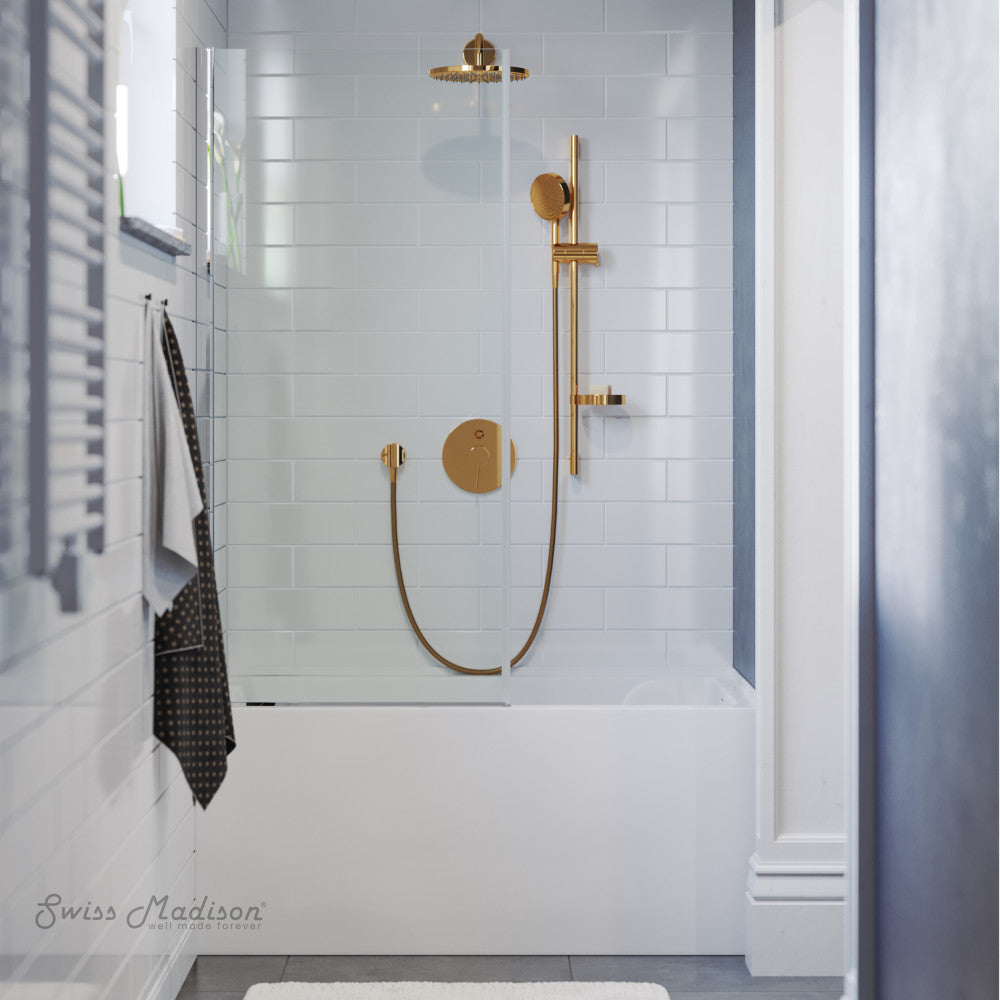 Swiss Madison Voltaire 48 x 32 Skirted Right Drain Soaking Apron Bathtub in Glossy White with Integrated Overflow, Drain Included