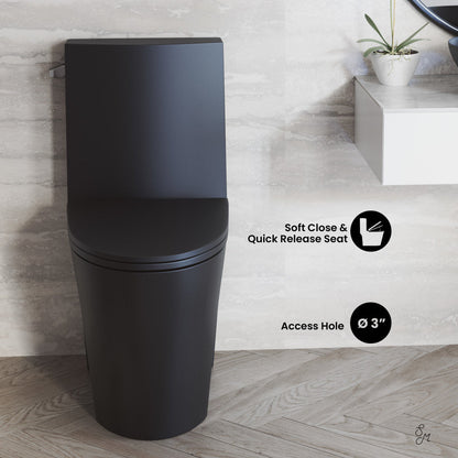 Swiss Madison St. Tropez One-Piece 14" Rough-in 1.28 GPF Left Flush Elongated Toilet in Matte Black