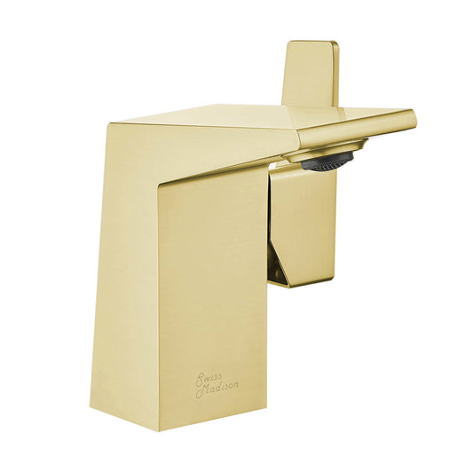 Swiss Madison Carre Single Hole, Single-Handle, Bathroom Faucet in Brushed Gold