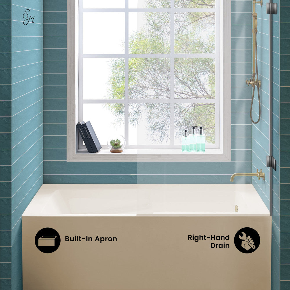 Swiss Madison Voltaire 60" x 30" Right-Hand Drain Alcove Bathtub with Apron in Bisque