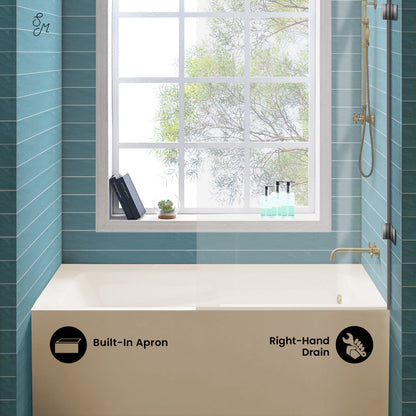 Swiss Madison Voltaire 60" x 30" Right-Hand Drain Alcove Bathtub with Apron in Bisque
