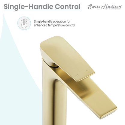 Swiss Madison Monaco Single Hole, Single-Handle, High Arc Bathroom Faucet in Brushed Gold
